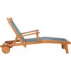 SAFAVIEH Outdoor Collection Kamson Natural Brown Solid Wood/Beige Fabric Adjustable Chaise Lounge Chair (PAT7071A)(Natural / Navy)