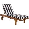 SAFAVIEH Outdoor Collection Newport Natural/Beige Cushion Black Piping Chaise Lounge Chair with Side Table(Natural/Black Stripe)