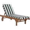 SAFAVIEH Outdoor Collection Newport Natural/Beige Cushion Black Piping Chaise Lounge Chair with Side Table(Natural/Hunter Green Stripe)