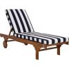 SAFAVIEH Outdoor Collection Newport Natural/Beige Cushion Black Piping Chaise Lounge Chair with Side Table(Natural/Navy Striped)