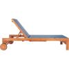 SAFAVIEH Outdoor Collection Ralden Natural Brown Solid Wood/Beige Fabric Adjustable Chaise Lounge Chair (PAT7070A)(Natural / Navy)