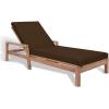 SAFAVIEH Outdoor Couture Collection Donnamaria Natural Solid Wood/White Cushion Wicker Chaise Lounge Chair (CPT1027A)(Natural/Dark Brown)