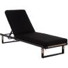 SAFAVIEH Outdoor Patio Furniture Collection – Arman Black & Black Lounger with Cushion, Adjustable Outdoor Reclining Chaise (PAT7558A)(Black/Black)
