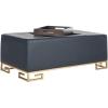 Safavieh Home Collection Julian Faux Ostrich Cream Tray Ottoman(Navy / Gold)