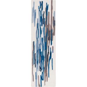 SAFAVIEH Area Rug 8×10 – Rodeo Drive Collection – Large – Ivory & Black, Handmade Wool, Mid-Century Modern Design, Ideal for Living Room, Bedroom, Office, Dining Space (RD858Z)(Ivory/Blue)