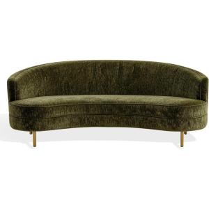 SAFAVIEH Couture – Primrose Curved Sofa – Olive Green Chenille Upholstery – Ideal for Living Room, Family Room, 89.4″ W x 44″ D x 33″ H (SFV4715G)
