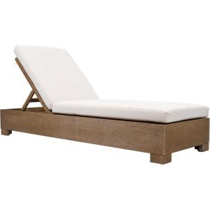 SAFAVIEH Couture Outdoor Collection Blanquilla Natural/Beige Cushion Solid Wood Chaise Lounge Chair