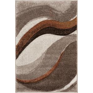 SAFAVIEH Hollywood Collection Area Rug – 5’3″ x 7’6″, Grey & Blue, Mid-Century Modern Design, Non-Shedding & Easy Care, Ideal for High Traffic Areas in Living Room, Bedroom (HLW766F)(Beige/Brown)
