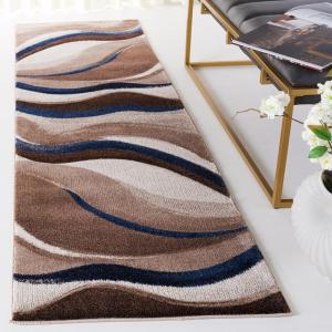 SAFAVIEH Hollywood Collection Area Rug – 5’3″ x 7’6″, Grey & Blue, Mid-Century Modern Design, Non-Shedding & Easy Care, Ideal for High Traffic Areas in Living Room, Bedroom (HLW766F)(Beige/Blue)