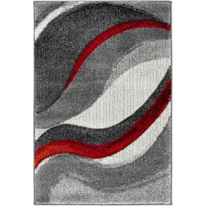 SAFAVIEH Hollywood Collection Area Rug – 5’3″ x 7’6″, Grey & Blue, Mid-Century Modern Design, Non-Shedding & Easy Care, Ideal for High Traffic Areas in Living Room, Bedroom (HLW766F)(Grey/Red)