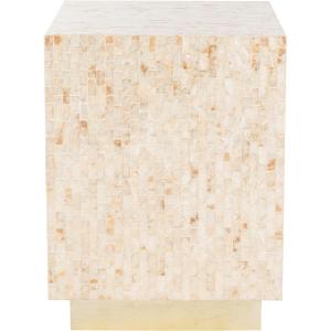 SAFAVIEH Home Collection – Juno Rectangle Mosaic Faux Mother of Pearl Side Table, Modern Luxe Accent Table with Gold Base, Fully Assembled (TRB1009A)