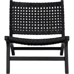 SAFAVIEH Home Collection – Luna Brown & Cognac Leather Woven Accent Chair, Solid Wood Frame, Contemporary Lounge Chair, Fully Assembled (ACH1002B)(Black / Black)