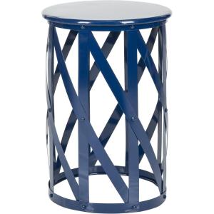 SAFAVIEH Home Collection Bertram Grey 21-inch Lattice Living Room Bedroom Entryway Foyer Bathroom Accent Side End Table Stool(Blue)
