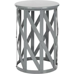 SAFAVIEH Home Collection Bertram Grey 21-inch Lattice Living Room Bedroom Entryway Foyer Bathroom Accent Side End Table Stool(Grey)