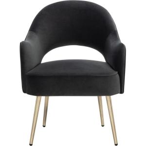SAFAVIEH Home Collection Dublyn Black Velvet/Gold Accent Chair(Black)