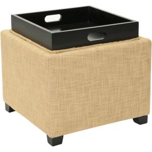 SAFAVIEH Home Collection Harrison Stone Single Tray Square Foot Rest Storage Ottoman(Gold)
