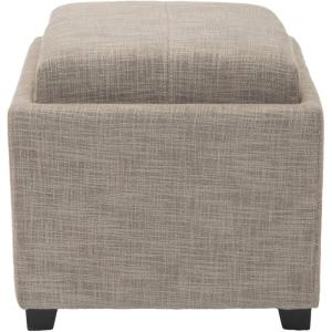 SAFAVIEH Home Collection Harrison Stone Single Tray Square Foot Rest Storage Ottoman(Stone)