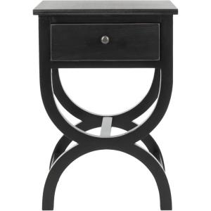 SAFAVIEH Home Collection Maxine Walnut Brown 1-Drawer Accent Table Nightstand Bedside Accent Table (Fully Assembled)(Black)
