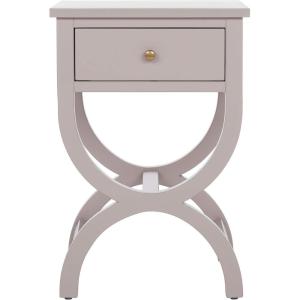 SAFAVIEH Home Collection Maxine Walnut Brown 1-Drawer Accent Table Nightstand Bedside Accent Table (Fully Assembled)(Grey)