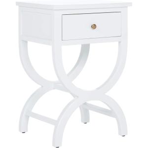 SAFAVIEH Home Collection Maxine Walnut Brown 1-Drawer Accent Table Nightstand Bedside Accent Table (Fully Assembled)(Off White)