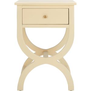 SAFAVIEH Home Collection Maxine Walnut Brown 1-Drawer Accent Table Nightstand Bedside Accent Table (Fully Assembled)(Vanilla)