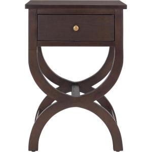 SAFAVIEH Home Collection Maxine Walnut Brown 1-Drawer Accent Table Nightstand Bedside Accent Table (Fully Assembled)(Walnut)