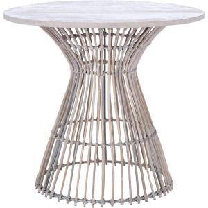 SAFAVIEH Home Collection Whent Coastal Grey White Wash and Black Round Accent Table(White Washed / Black)