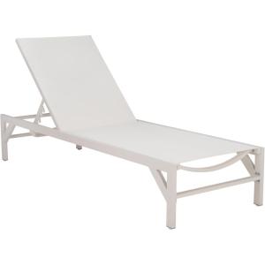 SAFAVIEH Outdoor – Stanley Chaise Lounge Chair – White Aluminum & Textilene, Adjustable Backrest, Weather Resistant for Deck, Patio, Backyard, Poolside, 78.7″ W x 26.7″ D x 13.9″ H (PAT7559B)(White/White)