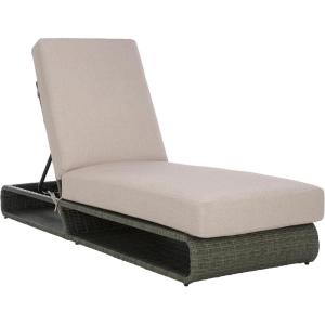 SAFAVIEH Outdoor Collection Vale Grey Brown/Light Grey Patio Adjustable Chaise Lounge Chair(Grey Brown/Light Grey)