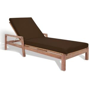 SAFAVIEH Outdoor Couture Collection Donnamaria Natural Solid Wood/White Cushion Wicker Chaise Lounge Chair (CPT1027A)(Natural/Dark Brown)