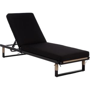 SAFAVIEH Outdoor Patio Furniture Collection – Arman Black & Black Lounger with Cushion, Adjustable Outdoor Reclining Chaise (PAT7558A)(Black/Black)