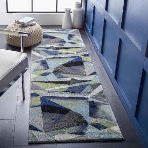 SAFAVIEH Porcello Collection Area Rug – 9′ x 12′, Light Grey & Orange, Modern Abstract Design, Non-Shedding & Easy Care, Ideal for High Traffic Areas in Living Room, Bedroom (PRL6940F)(Grey/Blue)