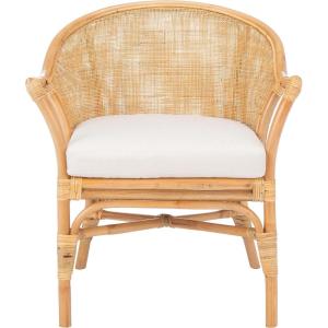 Safavieh Home Collection Dustin Rattan Cushion Accent Chair, Natural/White(Natural / White)