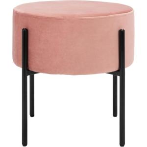 Safavieh Home Lisbon Glam Velvet Round Ottoman, Dusty Rose/Black(Dusty Rose / Black)