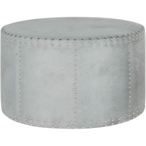Safavieh Mercer Collection Faith Beige Nailhead Round Ottoman(Grey)