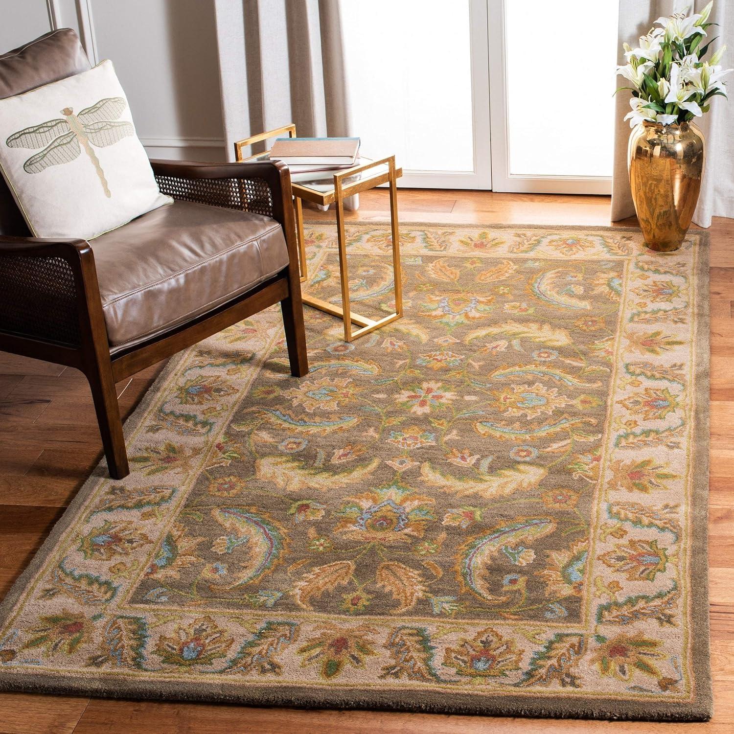 image:imageSAFAVIEH Heritage Collection Area Rug 5 x 8 Green amp Beige Handmade Traditional Oriental Wool Ideal for High Traffic Areas in Living Room Bedroom HG964AGreenBeige