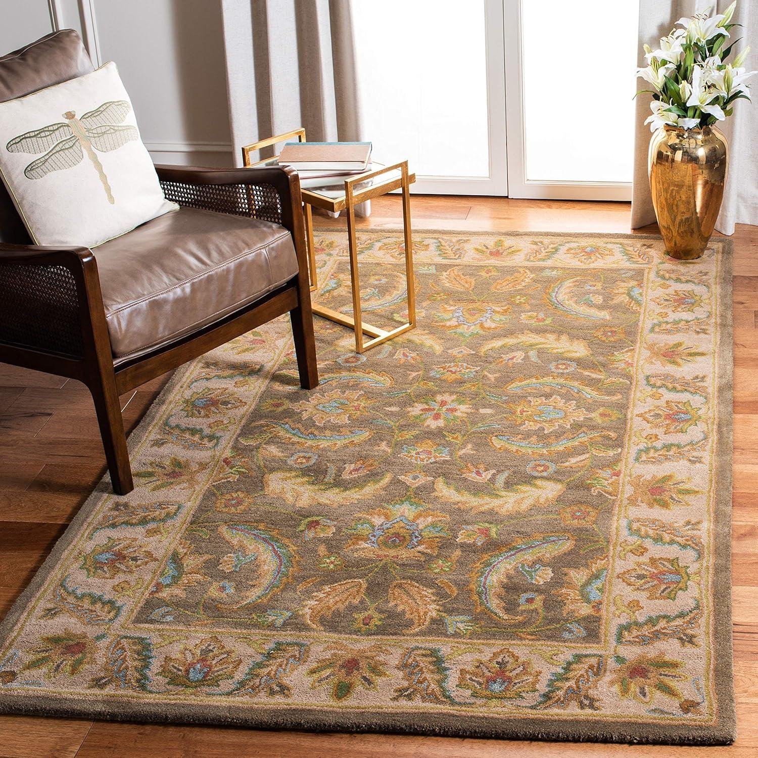 image:imageSAFAVIEH Heritage Collection Area Rug 5 x 8 Green amp Beige Handmade Traditional Oriental Wool Ideal for High Traffic Areas in Living Room Bedroom HG964AGreenBeige