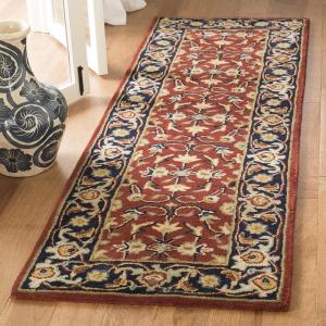 SAFAVIEH Area Rug 8×10 – Royalty Collection – Large – Rust & Navy, Handmade Wool, Traditional Oriental Design, Ideal for Living Room, Bedroom, Office, Dining Space (ROY256A)(Rust/Navy)