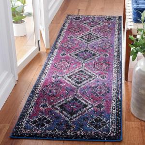 SAFAVIEH Area Rug 8×10 – Vintage Hamadan Collection – Large – Orange & Red, Oriental Traditional Persian Design, Non-Shedding & Easy Cleaning, Ideal for Living Room, Bedroom, Dining Space (VTH293P)(Purple/Black)