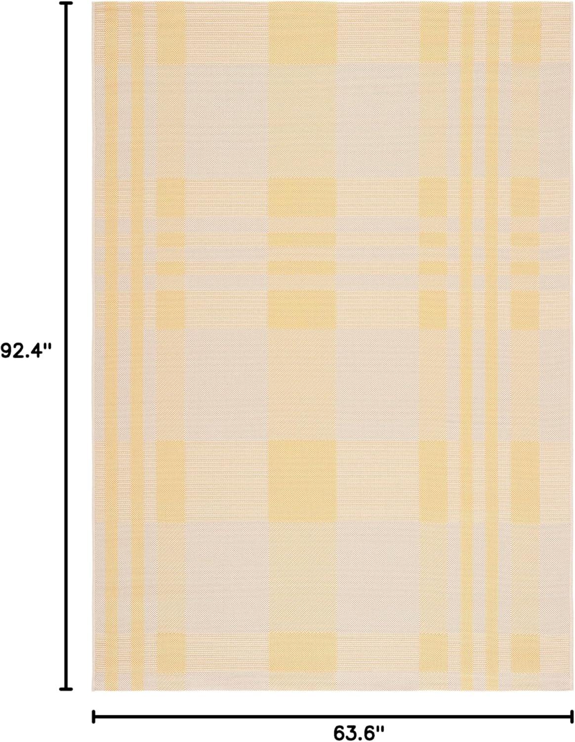 image:imageSAFAVIEH Washable Rug Outdoor Courtyard Collection 6 x 8 Red amp Bone Plaid Pattern NonShedding amp Easy Cleaning Ideal for Patio Entryway Mudroom Hallway Kitchen CY6201238GoldBeige