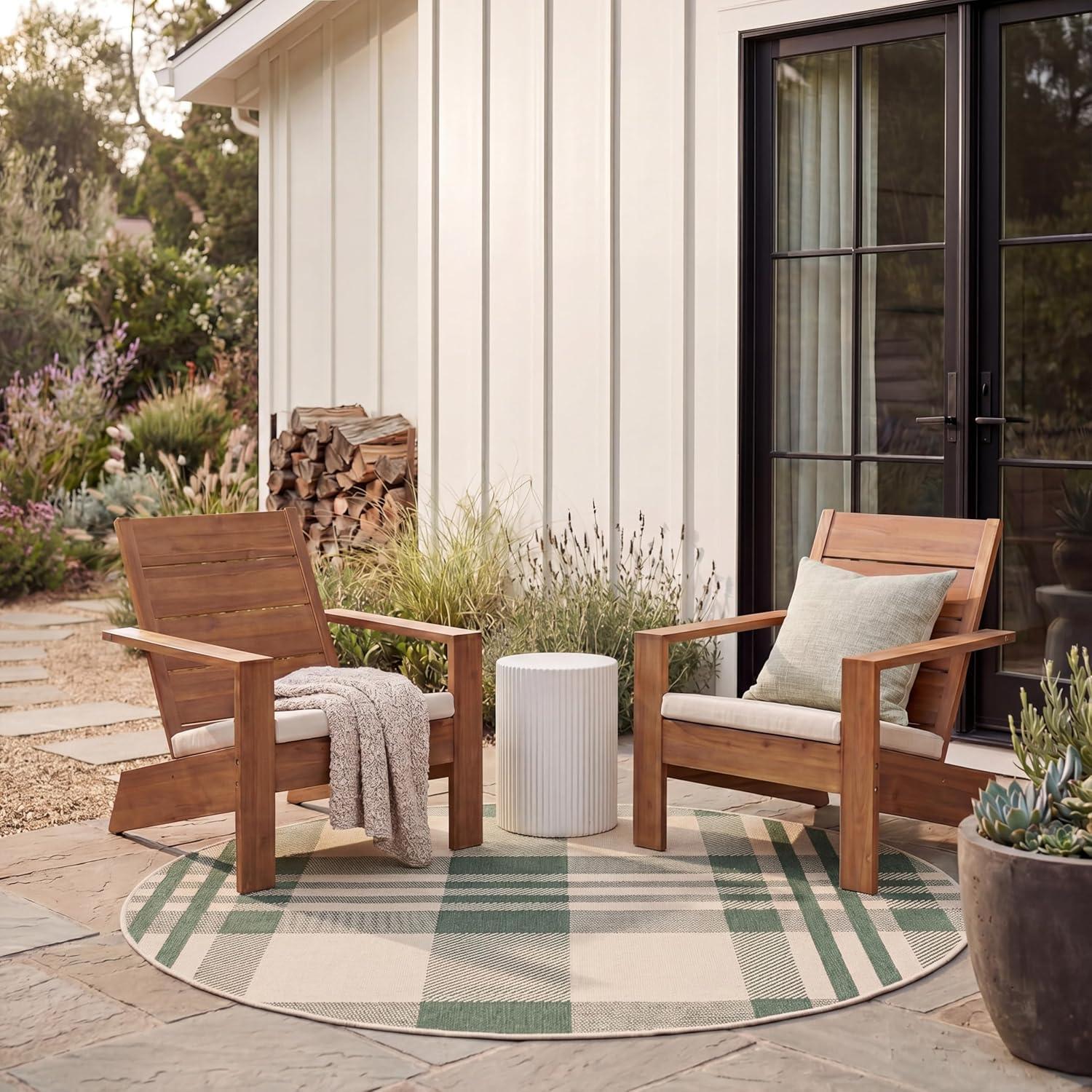 image:imageSAFAVIEH Washable Rug Outdoor Courtyard Collection 6 x 8 Red amp Bone Plaid Pattern NonShedding amp Easy Cleaning Ideal for Patio Entryway Mudroom Hallway Kitchen CY6201238GreenBeige