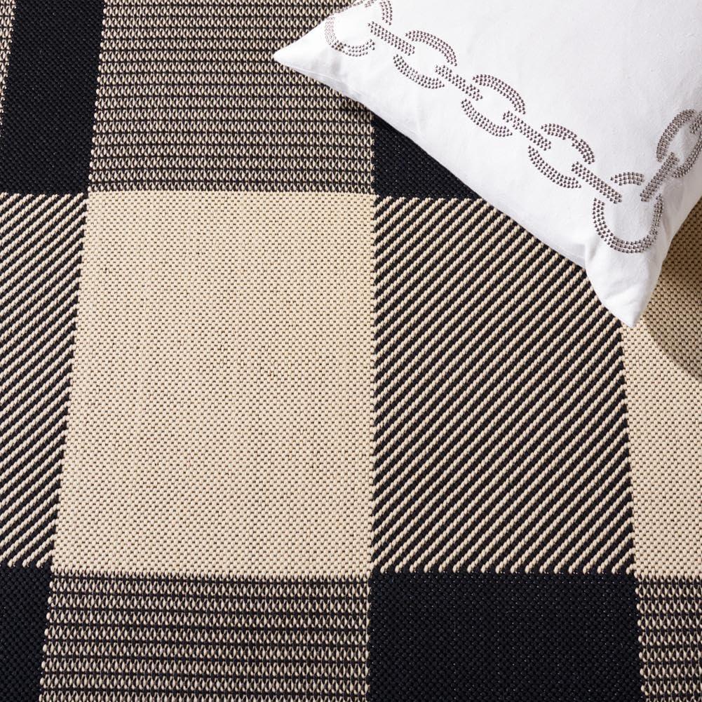 image:imageSAFAVIEH Washable Rug Outdoor Courtyard Collection 6 x 8 Red amp Bone Plaid Pattern NonShedding amp Easy Cleaning Ideal for Patio Entryway Mudroom Hallway Kitchen CY6201238BlackBone