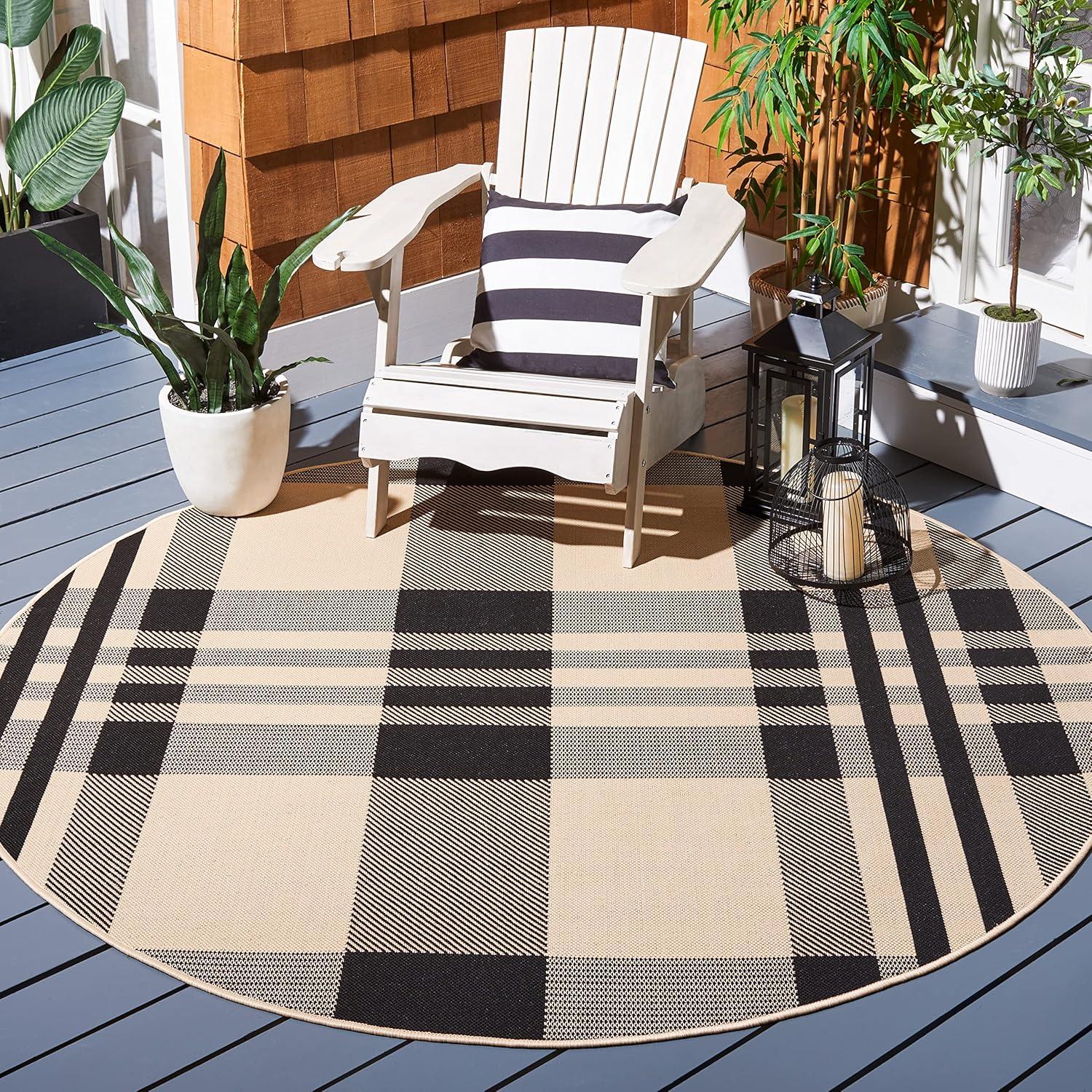 image:imageSAFAVIEH Washable Rug Outdoor Courtyard Collection 6 x 8 Red amp Bone Plaid Pattern NonShedding amp Easy Cleaning Ideal for Patio Entryway Mudroom Hallway Kitchen CY6201238BlackBone