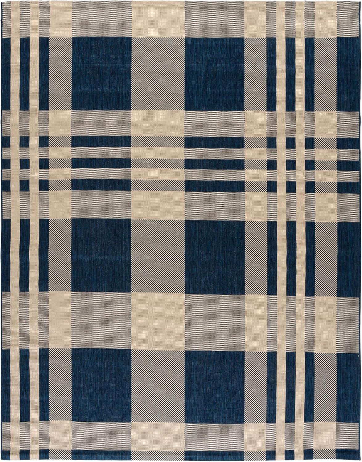 image:imageSAFAVIEH Washable Rug Outdoor Courtyard Collection 6 x 8 Red amp Bone Plaid Pattern NonShedding amp Easy Cleaning Ideal for Patio Entryway Mudroom Hallway Kitchen CY6201238NavyBeige