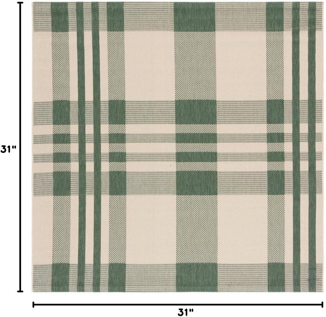 image:imageSAFAVIEH Washable Rug Outdoor Courtyard Collection 6 x 8 Red amp Bone Plaid Pattern NonShedding amp Easy Cleaning Ideal for Patio Entryway Mudroom Hallway Kitchen CY6201238GreenBeige