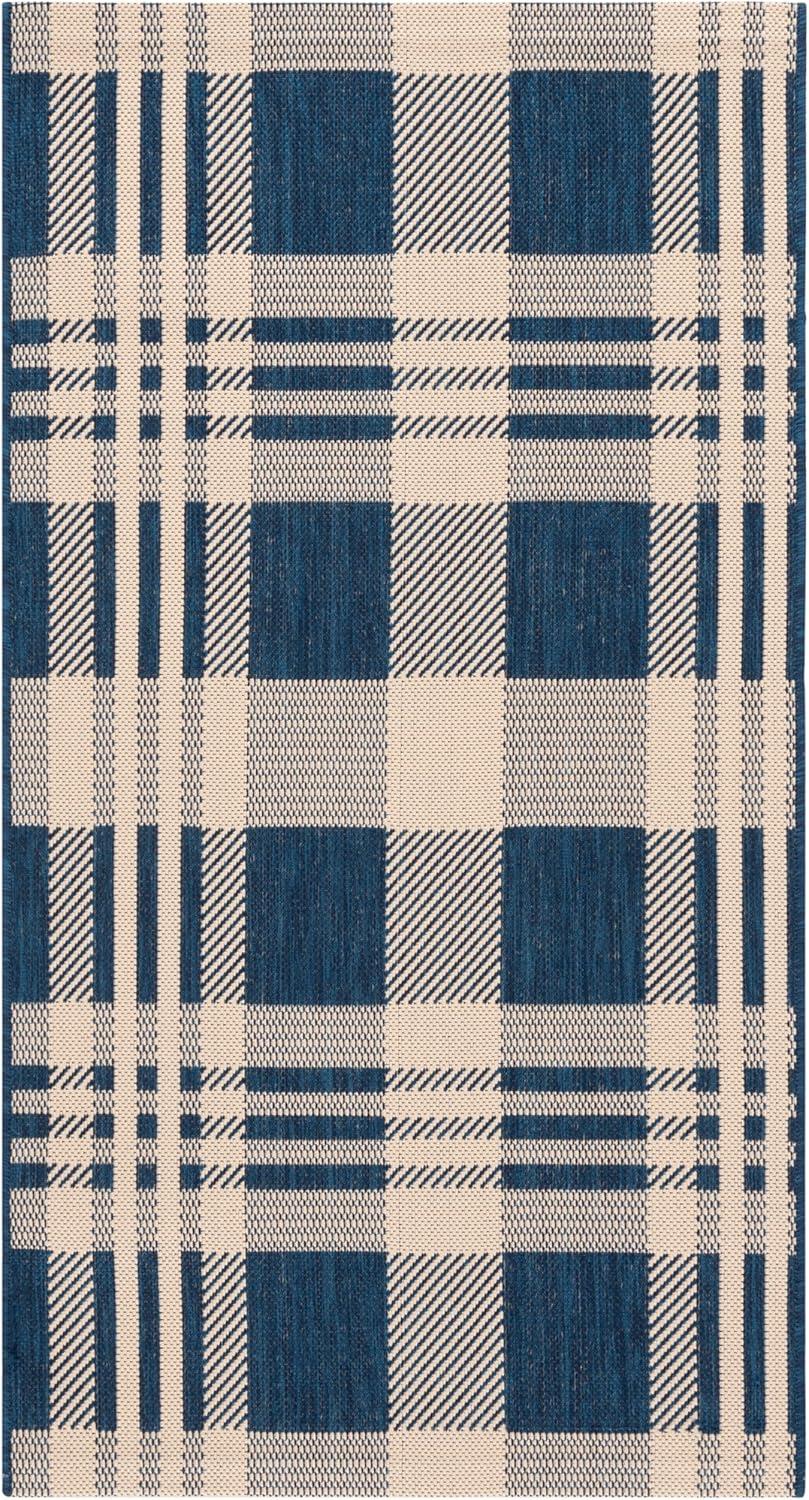 image:imageSAFAVIEH Washable Rug Outdoor Courtyard Collection 6 x 8 Red amp Bone Plaid Pattern NonShedding amp Easy Cleaning Ideal for Patio Entryway Mudroom Hallway Kitchen CY6201238NavyBeige