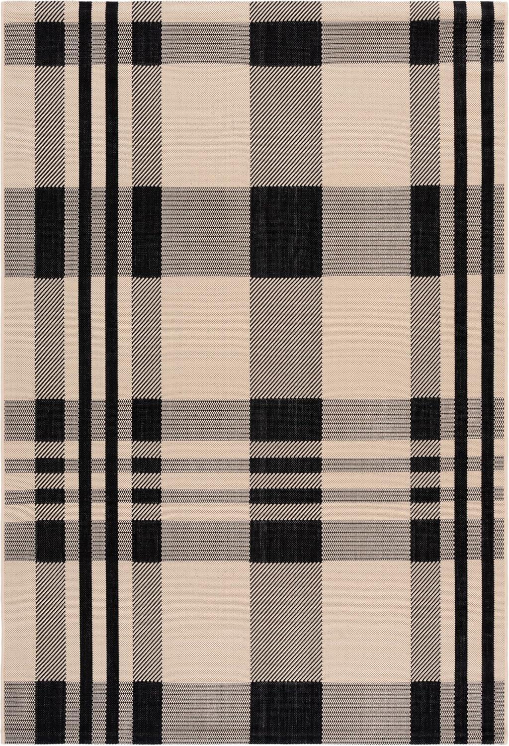 image:imageSAFAVIEH Washable Rug Outdoor Courtyard Collection 6 x 8 Red amp Bone Plaid Pattern NonShedding amp Easy Cleaning Ideal for Patio Entryway Mudroom Hallway Kitchen CY6201238BlackBone