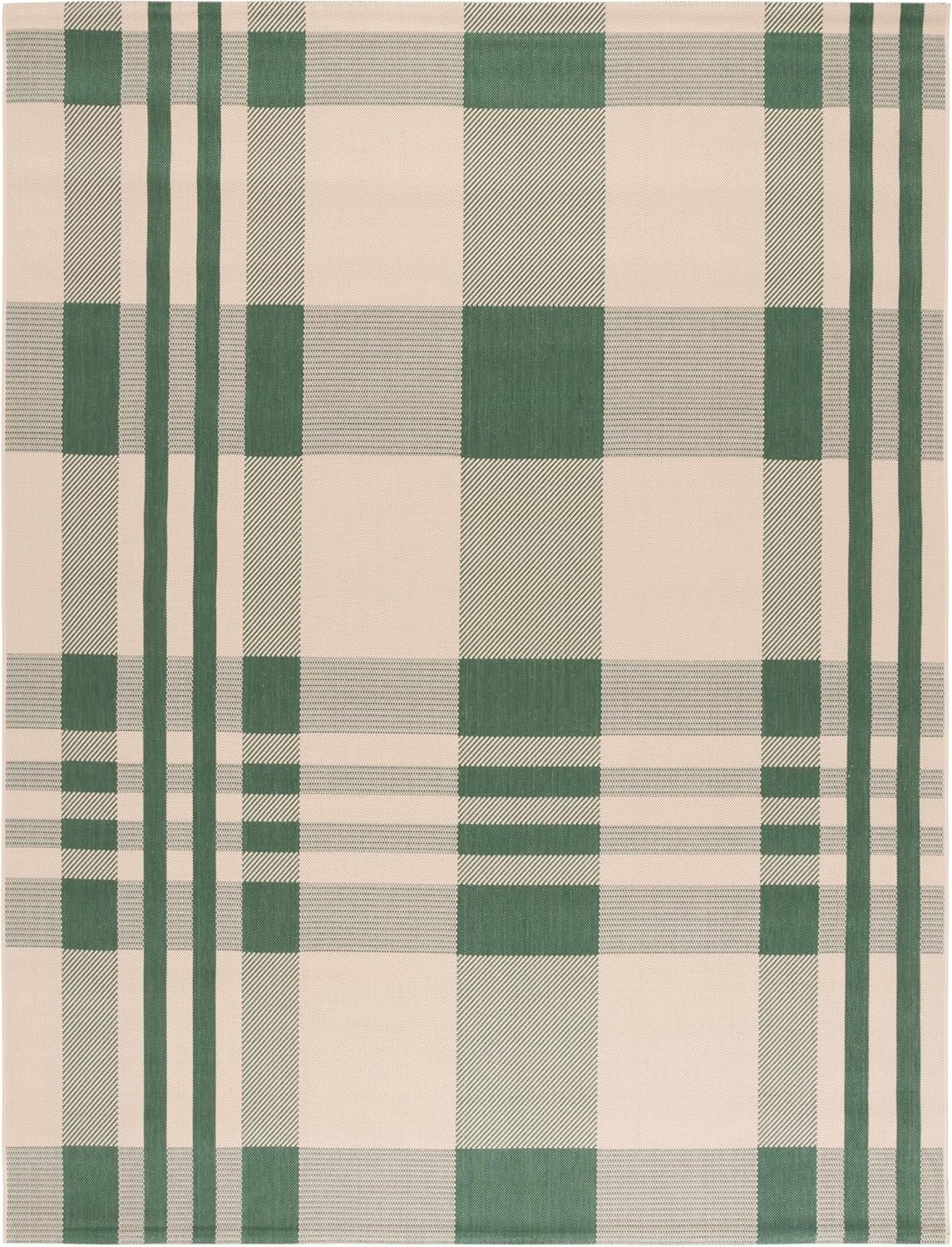 image:imageSAFAVIEH Washable Rug Outdoor Courtyard Collection 6 x 8 Red amp Bone Plaid Pattern NonShedding amp Easy Cleaning Ideal for Patio Entryway Mudroom Hallway Kitchen CY6201238GreenBeige