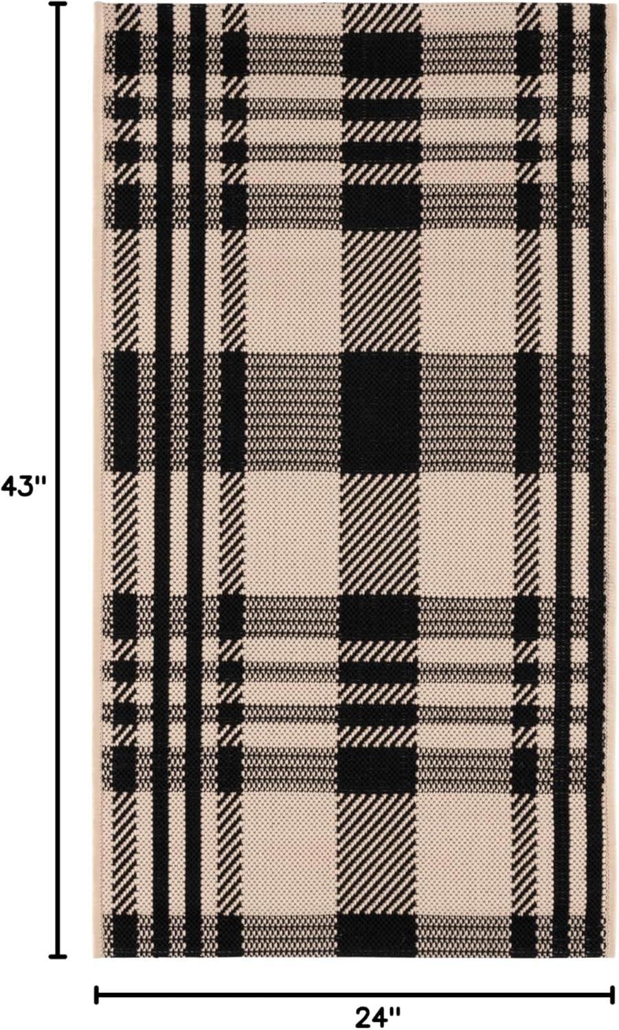 image:imageSAFAVIEH Washable Rug Outdoor Courtyard Collection 6 x 8 Red amp Bone Plaid Pattern NonShedding amp Easy Cleaning Ideal for Patio Entryway Mudroom Hallway Kitchen CY6201238NaturalBeige