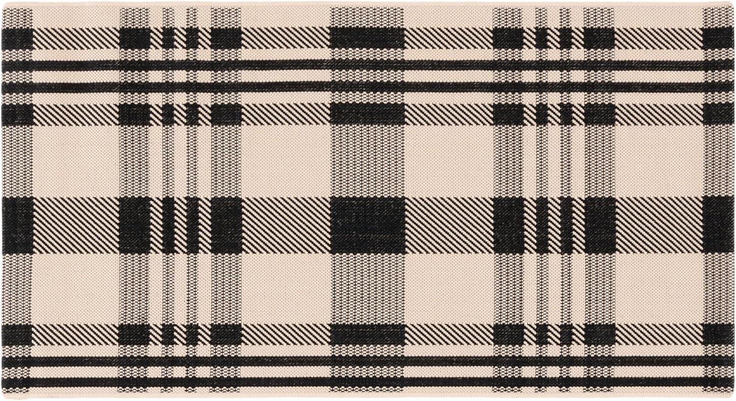image:imageSAFAVIEH Washable Rug Outdoor Courtyard Collection 6 x 8 Red amp Bone Plaid Pattern NonShedding amp Easy Cleaning Ideal for Patio Entryway Mudroom Hallway Kitchen CY6201238BlackBone